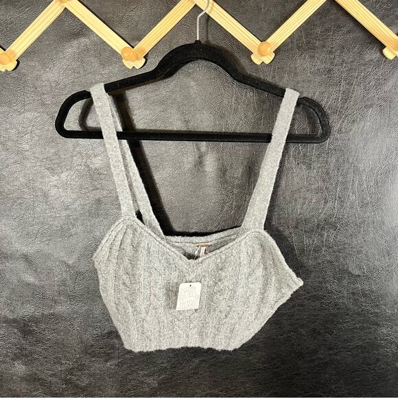 Free People Sunkeeper Gray Cable Knit Crop Tank Size‎ Small - Picture 1 of 9